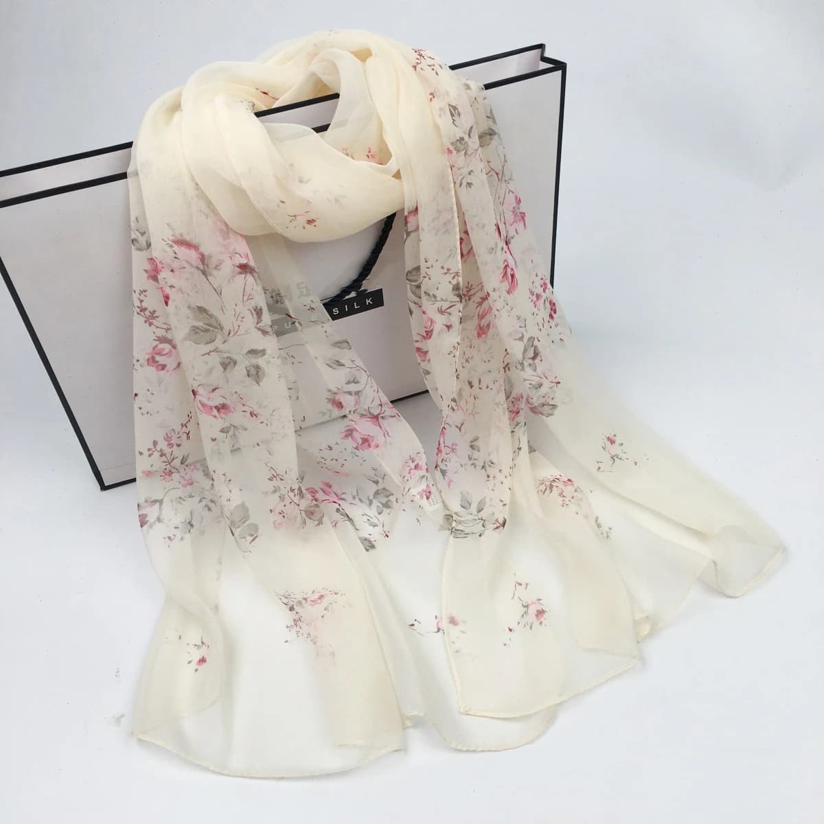 Flower Printed Hijab Georgette Long Scarf For Woman Muslim Shawl Sun Protection Wrap Ladies Beach Headband Wholesale 160*50cm