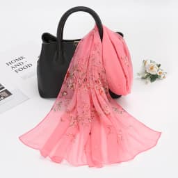 Flower Printed Hijab Georgette Long Scarf For Woman Muslim Shawl Sun Protection Wrap Ladies Beach Headband Wholesale 160*50cm