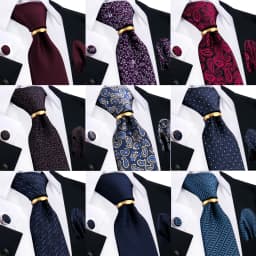 Necktie Ring For Men Luxury Tie Handkerchief Cufflinks With Gold Metal Ring Suit Paisley Red Tie For Wedding 8cm Man Accessories