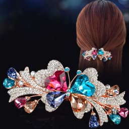 New Korean Colorful Crystal Butterfly Spring Hairpin Zircon Alloy Top Clip Horizontal Clip Elegant Women's Fashion Hair Jewelry