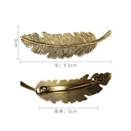 Vintage Feather Leaf Shaped Hair Clip Metal Spring Barrettes Women Girls Ponytail Holder Hairpins Party Wedding Daily Headwear