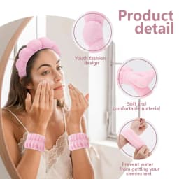3Pcs Fashion Microfiber Washing Wristbands Scrunchies Puffy Headband Spa Bubble Headband for Washing Face Makeup Shower Skincare