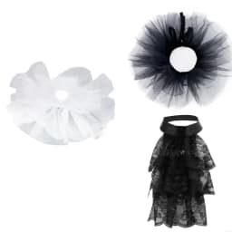 E56A Ruffled Mesh Collar Jabot Collar Halloween Dressingup Neckpiece Detachable Collar for Easter Festival Stage Performances