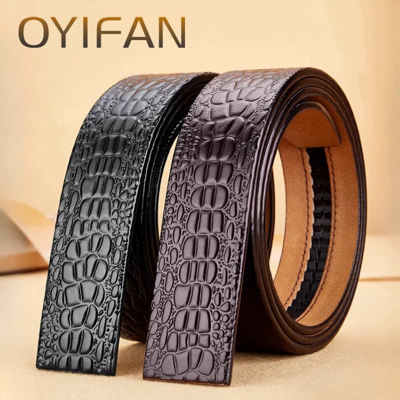 Leather material waistband. Single belt, crocodile pattern belt, casual waist belt, 3.5cm belt