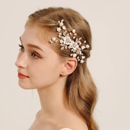 White Flower Hairpins Side Clips Gold Color Alloy Leaf Hairclips Pearls Headpieces Bride Wedding Party Hair Jewelry Accessories