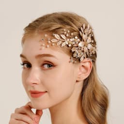 White Flower Hairpins Side Clips Gold Color Alloy Leaf Hairclips Pearls Headpieces Bride Wedding Party Hair Jewelry Accessories