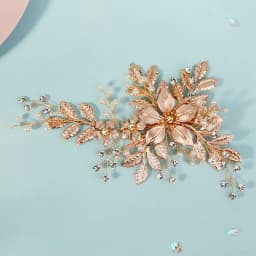 White Flower Hairpins Side Clips Gold Color Alloy Leaf Hairclips Pearls Headpieces Bride Wedding Party Hair Jewelry Accessories