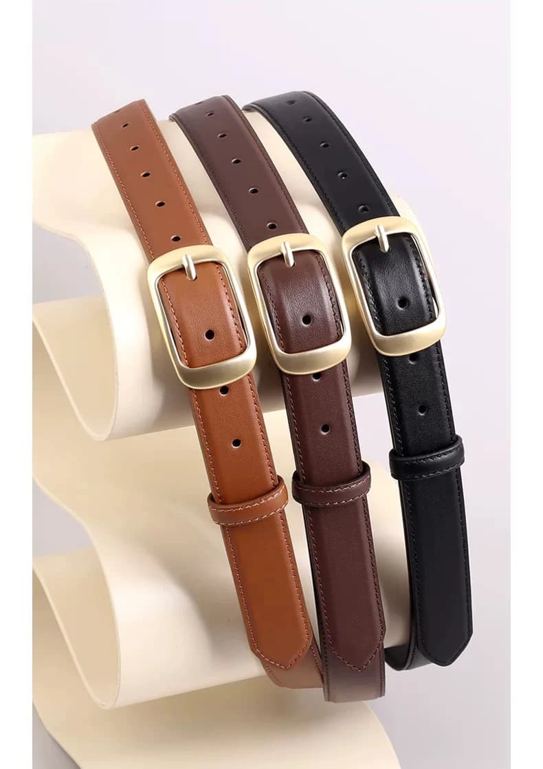 New Leather Belt for Women Pin Buckle Jeans Black Belt Vintage Skinny Waistband for Jeans Dresses Everyday Outfits