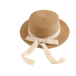 Cute Bow Lace Girls Straw Hat Spring Summer Breathable Sunshade Kids Sun Hat Outdoor Travel UV Protection Children Panama Cap