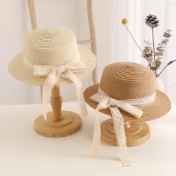 Cute Bow Lace Girls Straw Hat Spring Summer Breathable Sunshade Kids Sun Hat Outdoor Travel UV Protection Children Panama Cap