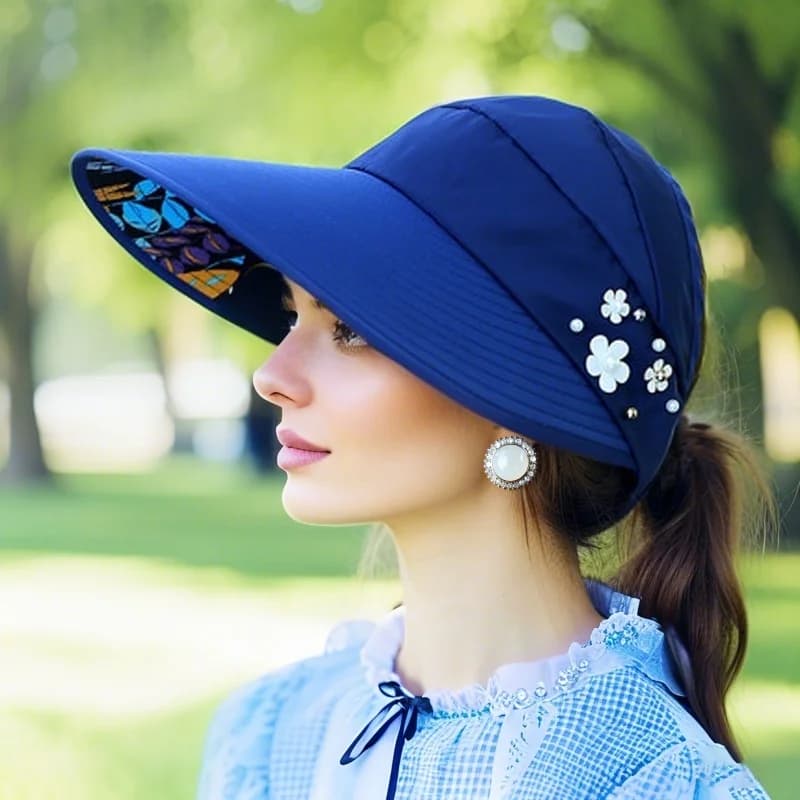 M-2 Sun Hat Summer Shade HHT For Women Foldable Sun Protection Beach Large Brimmed Hat UV Protection Cycling Empty Top