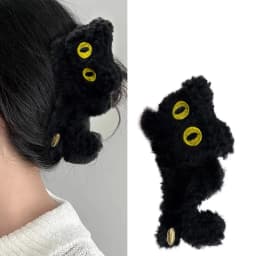 1/2pcs Autumn and Winter Fashion Plush Cat Claw Clip, Cute Cartoon Women's Shark Clip, Super Cute Ponytail Bun Clip.