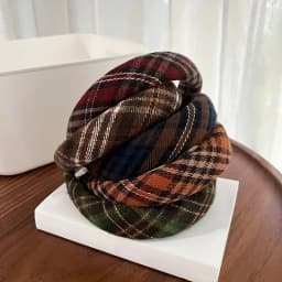 Retro Plaid Sponge Headband for Women Elegant Wash Face Hair Band When Going Out Fashion Girls Hair Accessories