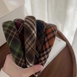 Retro Plaid Sponge Headband for Women Elegant Wash Face Hair Band When Going Out Fashion Girls Hair Accessories