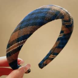 Retro Plaid Sponge Headband for Women Elegant Wash Face Hair Band When Going Out Fashion Girls Hair Accessories