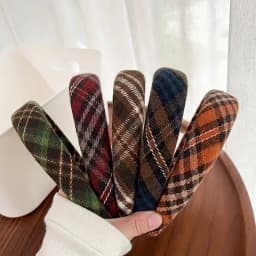 Retro Plaid Sponge Headband for Women Elegant Wash Face Hair Band When Going Out Fashion Girls Hair Accessories