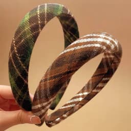 Retro Plaid Sponge Headband for Women Elegant Wash Face Hair Band When Going Out Fashion Girls Hair Accessories