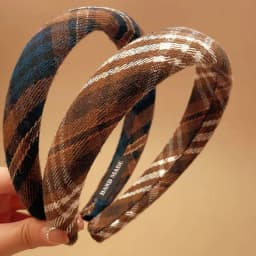 Retro Plaid Sponge Headband for Women Elegant Wash Face Hair Band When Going Out Fashion Girls Hair Accessories