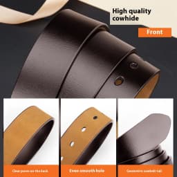 OYIFAN Men's Genuine Leather Belt - High-Quality Cowhide Leather Pin Buckle Belt with Alloy Clasp, Premium Men's Cowboy Belt