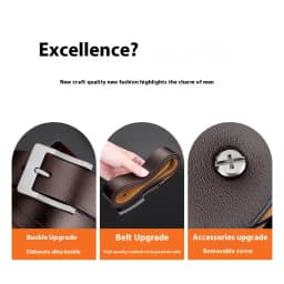 OYIFAN Men's Genuine Leather Belt - High-Quality Cowhide Leather Pin Buckle Belt with Alloy Clasp, Premium Men's Cowboy Belt