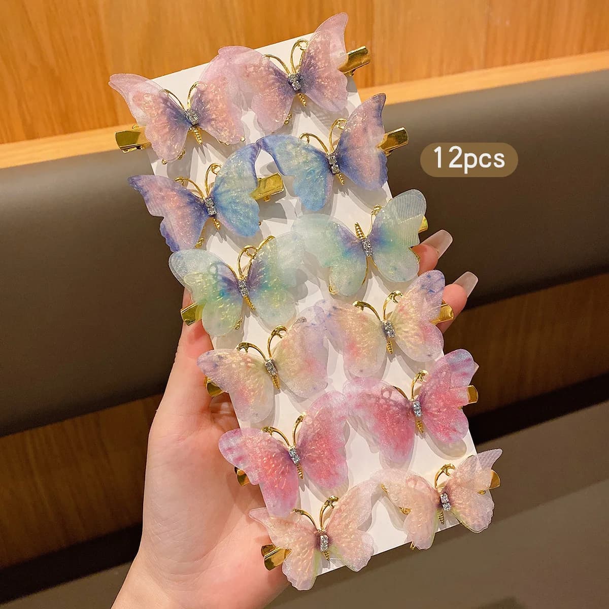 12Pcs Sweet Wind Butterfly Hair Clips Set Cute Daily Use Hair Accessories for Girls