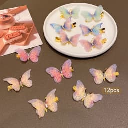 12Pcs Sweet Wind Butterfly Hair Clips Set Cute Daily Use Hair Accessories for Girls