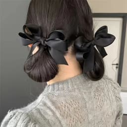 3pcs Fashionable Cute Fabric Hair Bow Ribbon Hair Clips and Headwear for Women Black White Bow Top Clip Elegant Hair Accessories