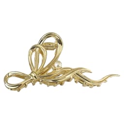 Bridal Hair Claw Clip Pearl Bow Ornament Wedding Party Accessory Elegant Metal Large Jaw Clip for Women's Bun Styling