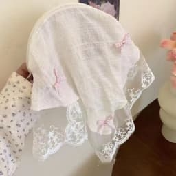 Korean Lace Bow Retro Triangular Scarf Solid Color Headscarf Trend Elegant Headwear for Women Girl Y2K Jewelry 2024 INS Bandana