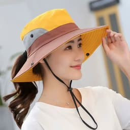 Women's Outdoor Large Brim Ponytail Fishing Hat with Quick Drying and Sun Protection, Perfect for Beach Traveling and Cycling