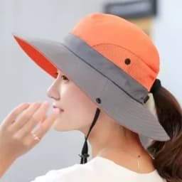 Women's Outdoor Large Brim Ponytail Fishing Hat with Quick Drying and Sun Protection, Perfect for Beach Traveling and Cycling