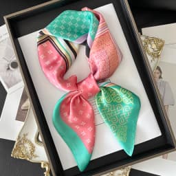 Imitation Silk Red Print Square Scarf For Women, Bandana Spring/Summer Luxury Scarf,Hair Head Band For Dressing Up Your Look