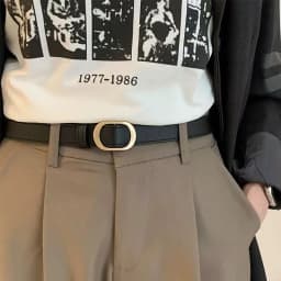 Korean retro metal buckle belt for women; ins jeans with no holes; versatile and simple belt for students; popular trend.