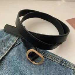 Korean retro metal buckle belt for women; ins jeans with no holes; versatile and simple belt for students; popular trend.