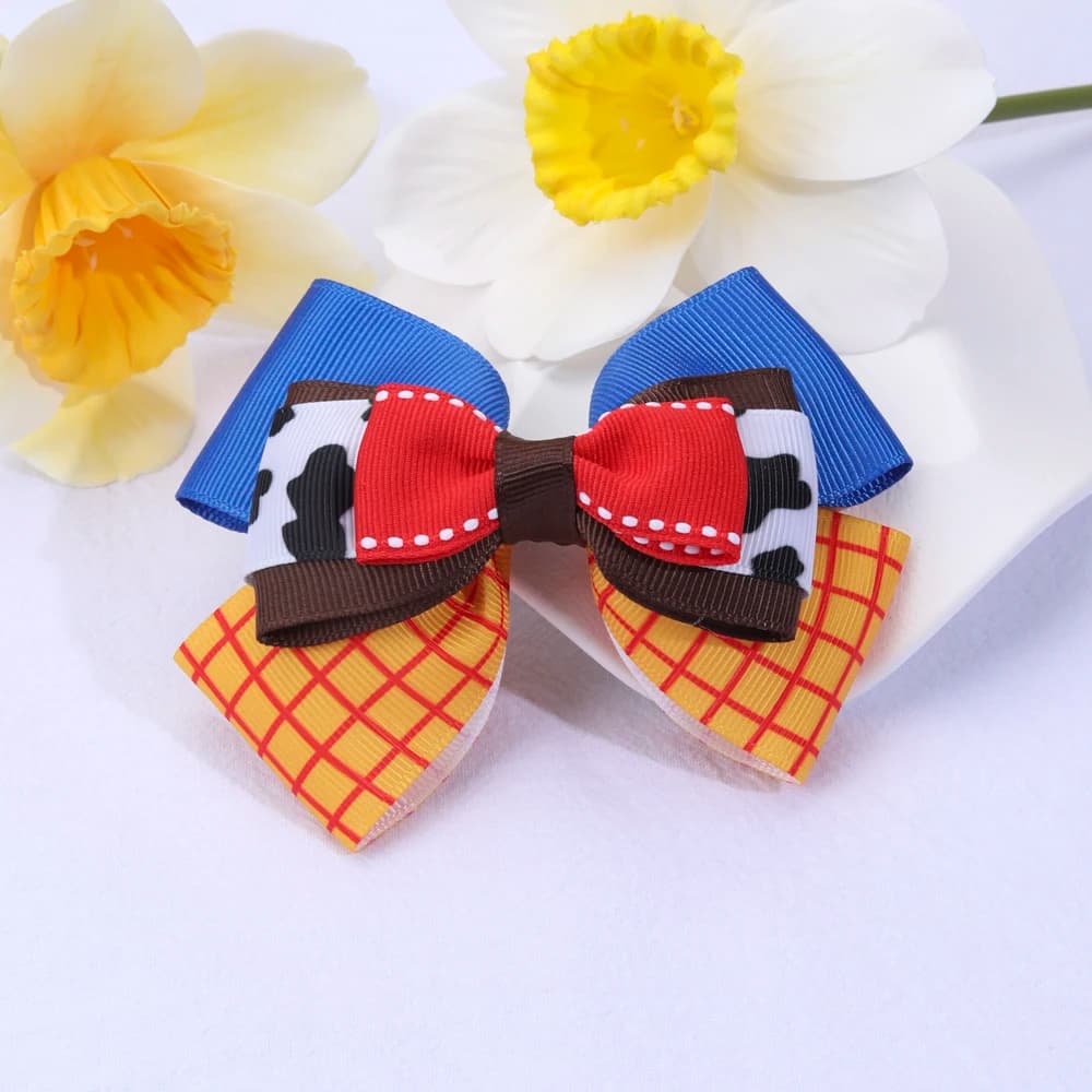 Girly Triple Bow Clip Sweet Pastel Barrette For Girls 3-layer Cute Ice Cream Plaid Cow Print Hairpin Kids Headdress Accessories
