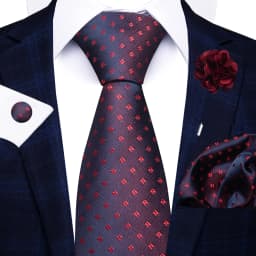 New Style 8 CM Red Paisley Tie Handkerchief Cufflink Pin Set For Men Necktie Clothing Accessories Wedding Gravatas Fit Party