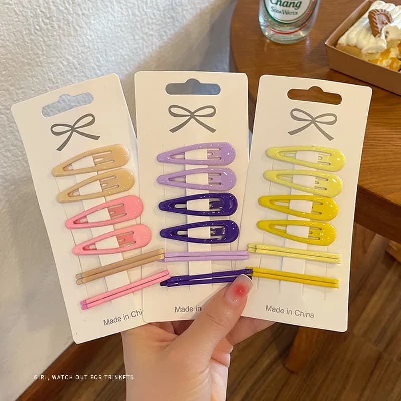 8Pcs/Set 5cm Candy Color Waterdrop Shape Hairpins Sweet Hair Clips Girls Kids Barrettes Slid Clip Fashion Hair Accessories