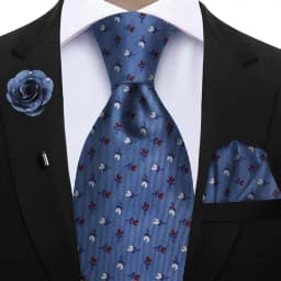 Peacock Blue Floral Print 2-Piece Tie & Pocket Square Set for Men Wedding Business Casual Stylish Accessories