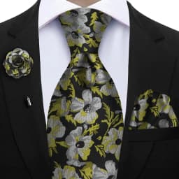 Peacock Blue Floral Print 2-Piece Tie & Pocket Square Set for Men Wedding Business Casual Stylish Accessories