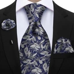 Peacock Blue Floral Print 2-Piece Tie & Pocket Square Set for Men Wedding Business Casual Stylish Accessories
