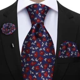 Peacock Blue Floral Print 2-Piece Tie & Pocket Square Set for Men Wedding Business Casual Stylish Accessories