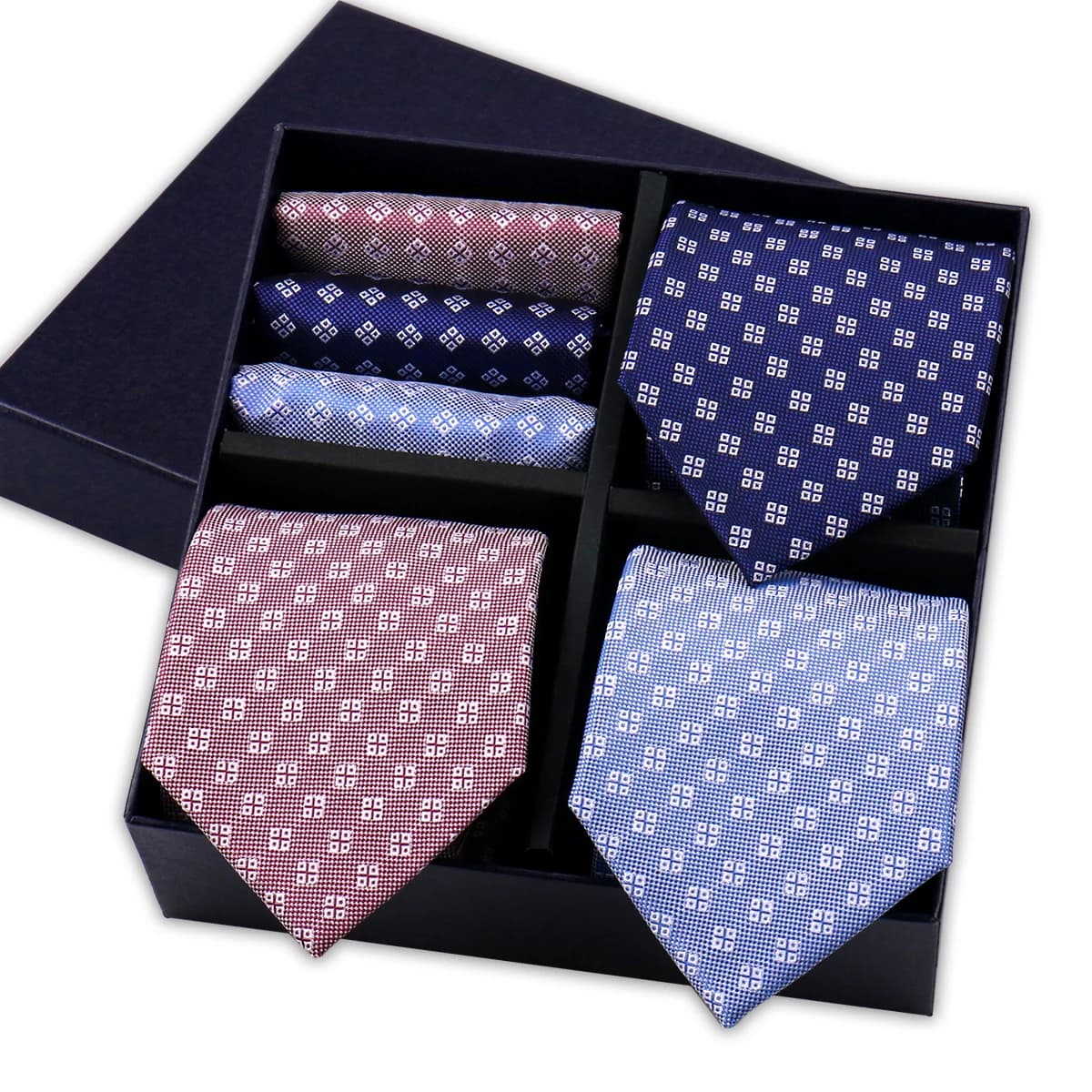Tie Set Gift Box For Man Necktie Pocket Square Set For Business Daily Wear Office Workplace Suit Accessories Ties Hanky Gravatas