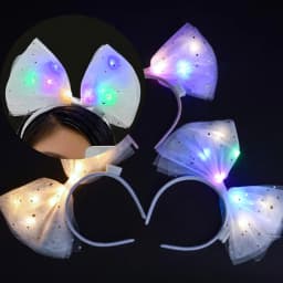 Big Bow Glow Headband LED Light Hairband LED Headpiece Light Up Wreath Headdress Glow Party Hair Accessories Glow in The Dark
