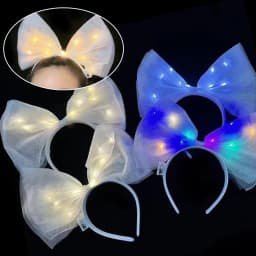 Big Bow Glow Headband LED Light Hairband LED Headpiece Light Up Wreath Headdress Glow Party Hair Accessories Glow in The Dark