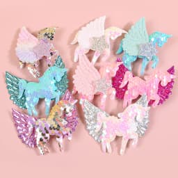4pcs Unicorn Hair Clips for Girls Cute Wing Sequin Unicorn Hairpins Barrettes Clips Children Kids Girls Hair Accessories
