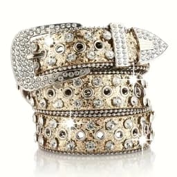 Punk Rhinestone Women's Belts for Jeans Luxury Famous Brand Studded Belt Female Waist Belt for Women Gothic Y2K Gold Silver Pink