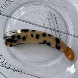 French retro curved banana clip ~ South Korea France leopard-print tortoise shell ponytail clip vertical clip back of the head h