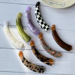 French retro curved banana clip ~ South Korea France leopard-print tortoise shell ponytail clip vertical clip back of the head h