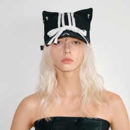New Personalized Bow Streamer Cat Ear Baseball Cap Y2K Street Fashion Versatile Retro Punk Style Hip Hop Hats for Women and Men