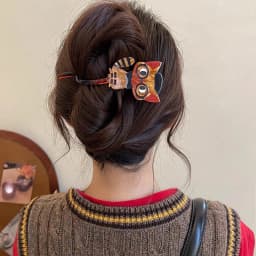 Cartoon Cat Shape Barrettes Creative Vintage Cute Gripper For Women Girls Student Pan Hair Low Ponytail Fixed Twist Clip 1pc